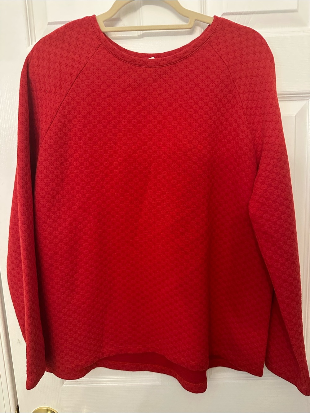 J. Jill Red Quilted Crewneck Sweatshirt